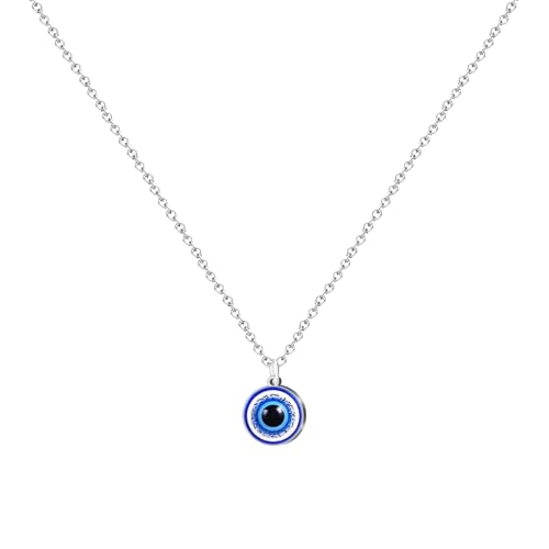 cotigo  Collar Ojo Turco Amuleto de Protección Espiritual con Piedra Azul – Contra el Mal de Ojo | Nazar | Ojo Griego |Collar de proteccion para Mujer y Hombre. (BORDE DE ACERO)