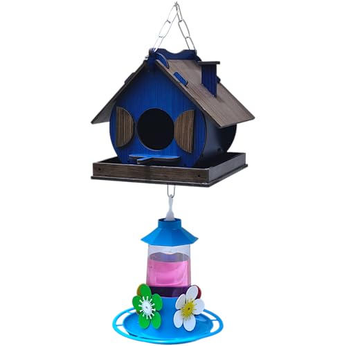 Casinha De Passarinho Decorativa Bebedouro Beija-flores (Azul Egípcio)
