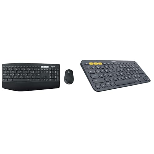 Image of Logitech MK850 Multi-Device Wireless Keyboard and Mouse Set, 2.4GHz Wireless & Bluetooth, Curved Key