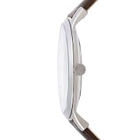 Fossil Men's Minimalist Quartz Stainless Steel and Brown Leather Three-Hand Watch for Men, Color: Silver, Brown — image 2