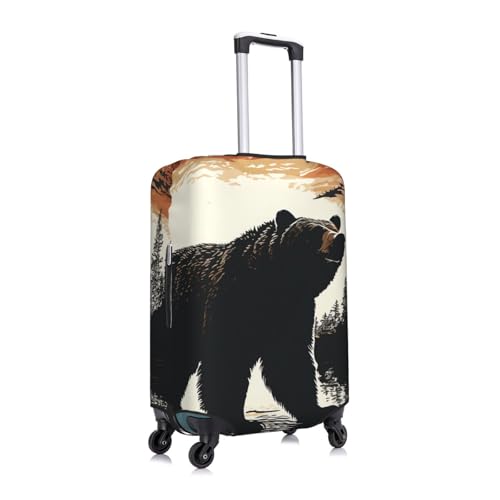 Bear silhouette Luggage Cover for Suitcase TSA Approved Elastic Suitcase Cover Anti-Scratch Travel Luggage Protector Cover Washable Trolley Case Cover Fit 18-32 Inch Luggage X-Large3