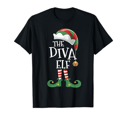 Xmas Diva Elf Matching Family Group Christmas Elf Funny T-Shirt