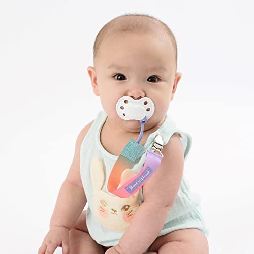 Image of BooginHead by Infantino PaciGrip 2-Pack Pacifier Clips - Universal Fit, Gentle on Clothes, Keeps Pacifiers Clean & Close, Ages 0-36 Months, Pink Ombre