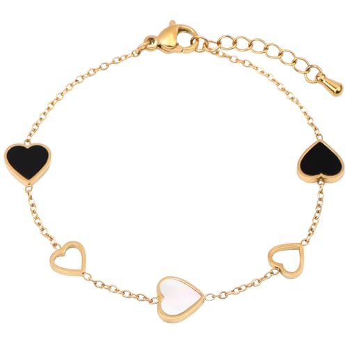 Image of 18K Gold Plated Stainless Steel Dainty Charms Colorful Crystal Birthstone Bracelet Minimalist Cute Jewelry for Women