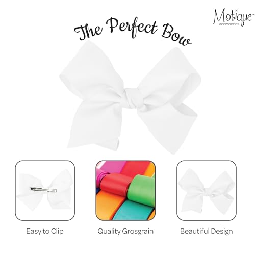 Pinza con moño de grosgrain de 5.5 pulgadas blanca miniatura 4