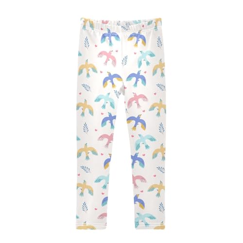 Spring Birds Girls Leggings,Workout Leggings for Girls Toddler Athletic Leggings Size for 3-10T