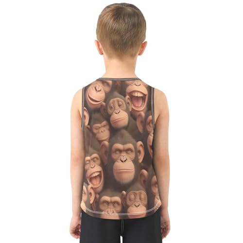 Boys Tank Top Shirts Funny Monkey Face Sleeveless T-Shirts Crew Neck for Kids Clothing Children3
