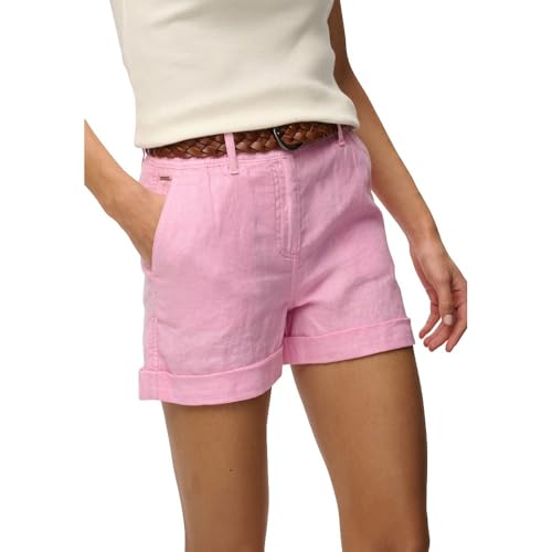Superdry Mid Rise Linen Short Pantalones, City Pink, 28W Unisex Adulto