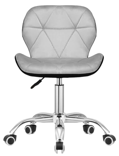Image of Amazon Brand - Umi Height-Adjustable Velvet Office Study Computer Desk Chair for Salon, Spa, Bar in Light Grey & Black Color