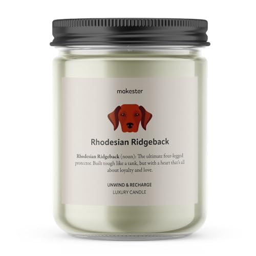 Rhodesian Ridgeback Gifts - Luxury Soy Wax Candle - Vanilla, Jasmine, Sugared Almond - Makester, White, 220g - Image 2