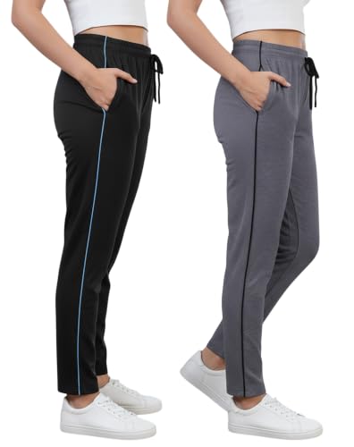 Image of Women Cotton Regular Fit Track Pants (Pack of 2)