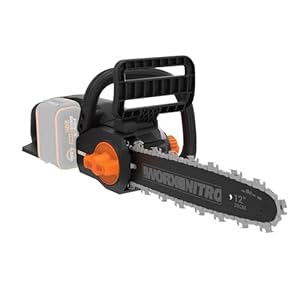 WORX Tronçonneuse Électrique sans Fil 20V WG350E.9, Guide de 30cm, Vitesse 10m/s, Lubrification et Tension Automatiques, Moteur Brushless, Frein de Chaîne, Livrée sans batterie ni chargeur