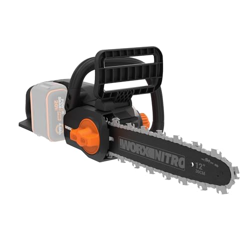 WORX Tronçonneuse Électrique sans Fil 20V WG350E.9, Guide de 30cm, Vitesse 10m/s, Lubrification et Tension Automatiques, Moteur Brushless, Frein de Chaîne, Livrée sans batterie ni chargeur
