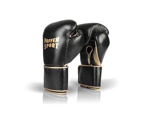 Paffen Sport Guanti da boxe con chiusura in velcro per allenamento e sparring (nero/oro, 20 pezzi)