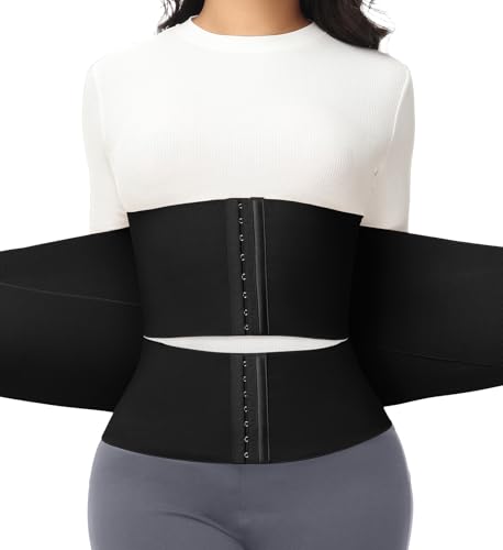 Image of SHAPSHE Waist Trainer for Women Tummy Control Support Cincher Segmented | segmented triple wrap,75%nylon 25%spandex elastic,3 steel bones back support,3 row adjustable hook,fit workout postpartum