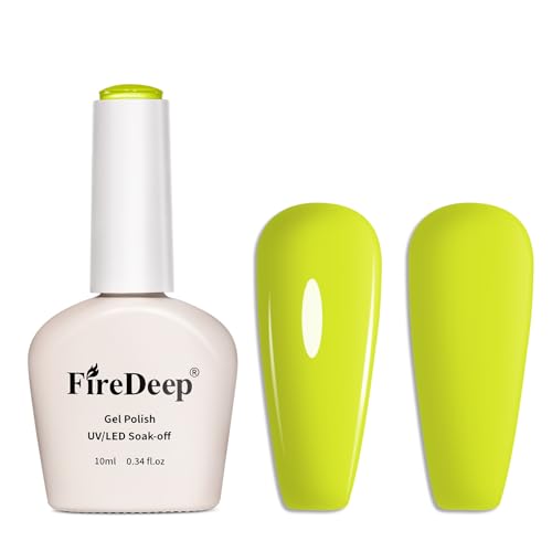 Firedeep Smalto gel giallo fluo, 10 ml, giallo brillante, UV/LED, lavabile, per manicure primaverili ed estive