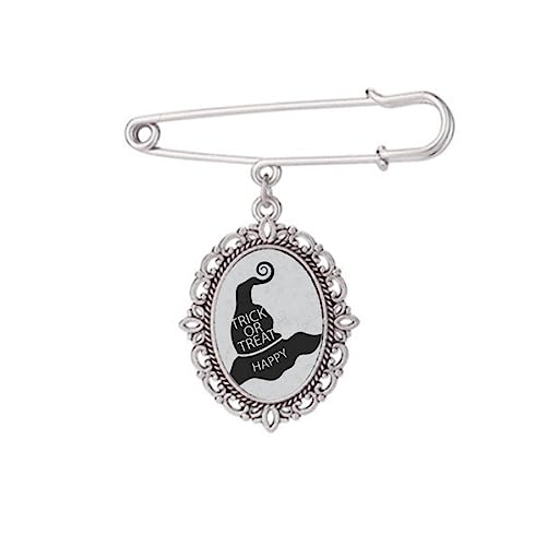 Broche noire chapeau de sorcière d'Halloween pour accessoiriser robe et châle
