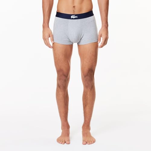 Lacoste Men's 100% Cotton Lacoste Diagonal Print Trunks, 3-Pack4