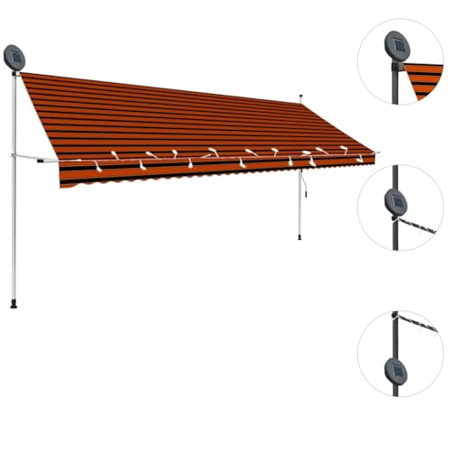 Auvent rétractable de 400 cm en polyester PU robuste durable - 5