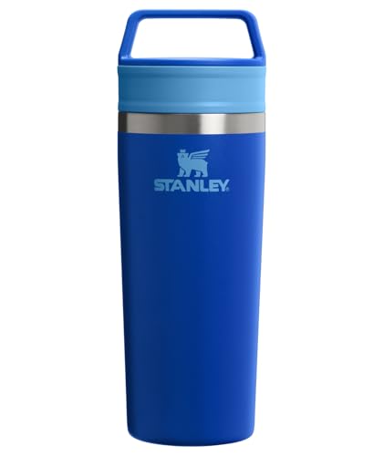 Image of STANLEY Cafe To Go Travel Mug 16 oz | Leakproof Two-Part Drink Through Lid | Tumbler Cup for Coffee, Tea and Drinks | Insulated Stainless Steel Coffee Mug | BPA-Free | Cobalt