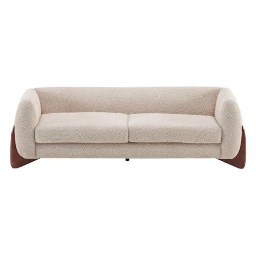 Image of LEGACY OF COMFORT Amala 80 inch Upholstered 3 Seater Sofa Three Seater Sofa with Wooden Legs for Living Room Hotels & Offices (Light Brown)