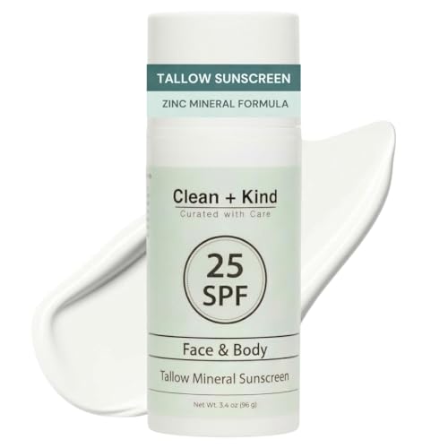 Best Mineral Sunscreen for Seniors Over 60: Gentle Formulas Without Harsh Chemicals 15 Tallow Sunscreen SPF 25 with Non-Nano Zinc Oxide – Natural Mineral, Reef-Safe & Non-Toxic Sunblock for Face & Body – Non-Greasy, Moisturizing Protection for Sensitive Skin (3.4 oz)