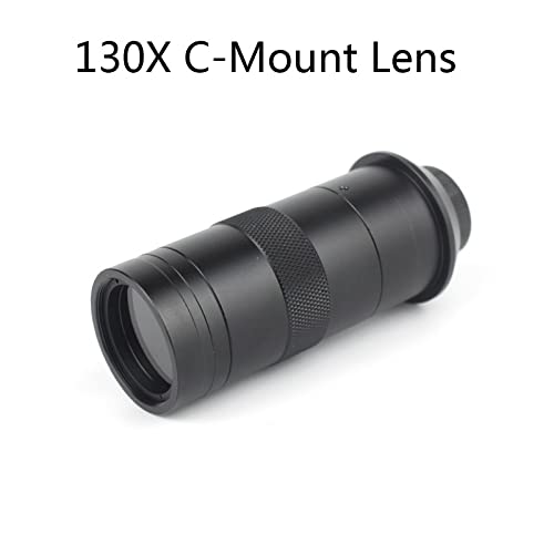 Microscope 13MP HDMI Monocular Microscope Digital Camera C Mount 130X Lens USB LED Light Workbench(D 130X Lens)