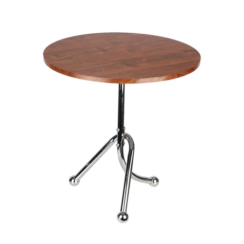 NAYIV ミニ 丸テーブル サイドテーブル 木製 コーヒーテーブル 50x51cm クルミ無垢材デスクトップ ステンレス製テーブル脚 北欧スタイル 防水 防湿 切り傷防止 リビングルーム 書斎 バルコニーにオールインワンモ たんじゅんくみたて