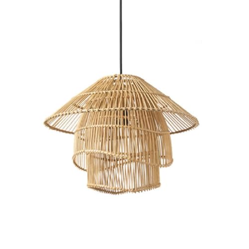 Suspension en bambou tressé main lustre vintage en rotin naturel pour salon de thé