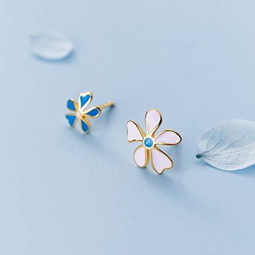 HGJH Boucle Doreille Femme Argent, Boucles D'Oreilles En Argent Sterling 925 Fleurs Asymétriques Clous Mode Cartilage Petites Bijoux De Charme Pour Les Femmes Petite Amie S