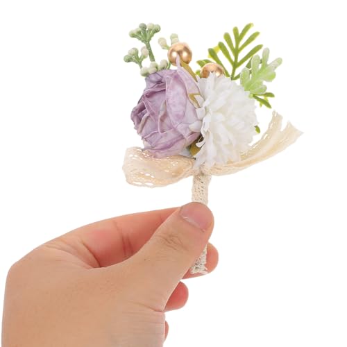 Boutonnières de mariage violettes résistantes et élégantes avec épingle de sûreté