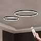 WayLuoung Metall LED Kronleuchter | 2 Kreise 40+60cm | 40W Rings Deckenhängelampe, Dimmbare Fernbedienung 3000–6000K, Acryl Schirm Pendelleuchte, Wohnzimmer Schlafzimmer Foyer Esszimmer【Schwarz】