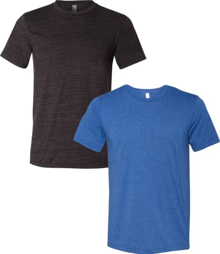 Bella Canvas T-shirt unisexe mélange 2 paquets, Charcoal/Royal, large