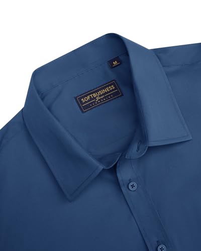 Image of J.VER Men's Short Sleeve Dress Shirts Stretch Stain Shield Casual Button Down Shirts Solid Formal Shirt