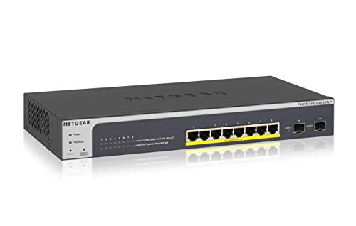 Image of NETGEAR 10-Port Gigabit Ethernet Smart Managed Pro PoE Switch (GS510TLP) - with 8 x PoE+ @ 75W, 2 x 1G SFP, Desktop /Rackmount, and ProSAFE Lifetime Protection