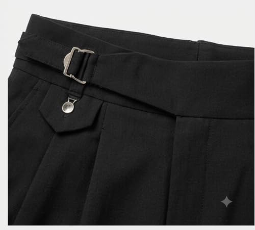 Generic Men's Gurkha Pants Wide Leg Trousers High Waist Pleated Black - Image 4