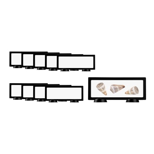 Restaurantware-Display Tek 9.1 x 3.5 Inch Floating Display Cases, 10 Frame Cases - Stands Sold Separately, 3D Floating, Black Plastic Rectangle Holders, For Securing Mementos by Restaurantware - Used condition - US$8.93
