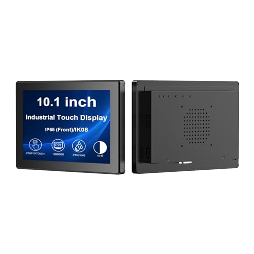 Image of VSDISPLAY 10.1'' Industrial Touch Monitor, IP65 Front Waterproof | 1280x800 IPS Display 16:10, 10-Point Capacitive Touch, with H /D VGA Interface for Industrial Outdoor Kiosk Use