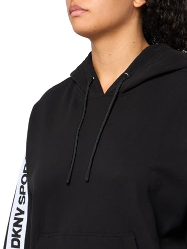 Image of DKNY Women's Sleeve Logo Tape Pullover Hoodie Sweatshirt