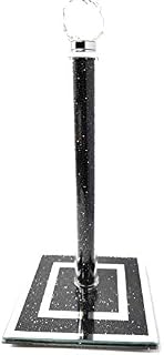 Kitchen Roll Holder Chrome Finish Wall Mounted Tissue Towel Roll Holder Free Standing Diamante for kitchen home decoration Black-Size:34x13x13