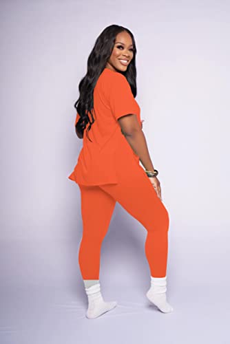 Mrskoala Lounge Sets For Women Two Piece Outfits Pullover Tops And Long Pants Tracksuit Sweatsuits Orange S #TOP1