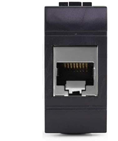 Frutto rj45 FTP apantallado cat.6 compatible Bticino Living Internation/Light toma modular 8 polos para cables Ethernet conexión IDC 110 color negro Cover