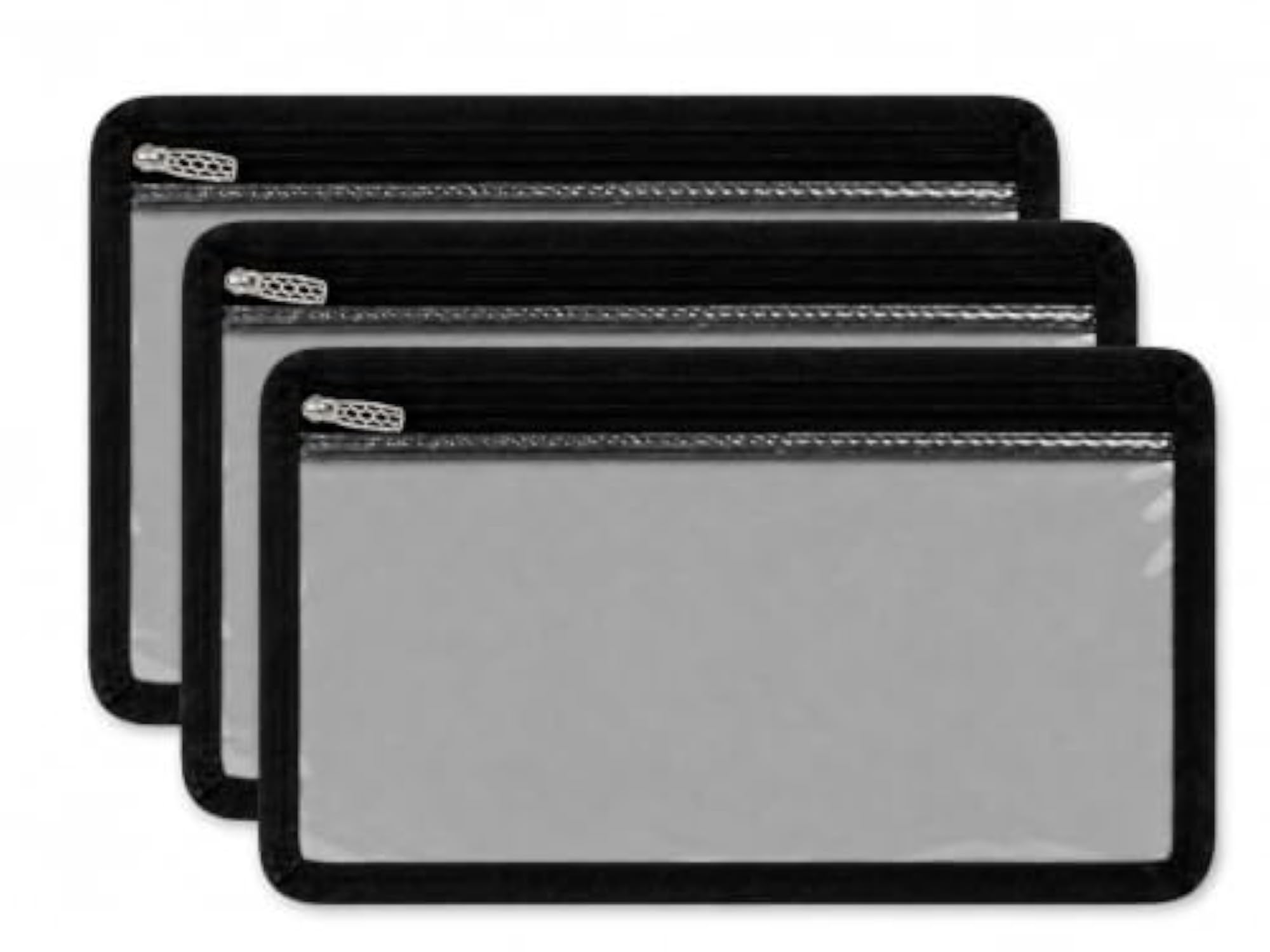 Multipurpose Transparent Zipper Pouch, Pack of 3