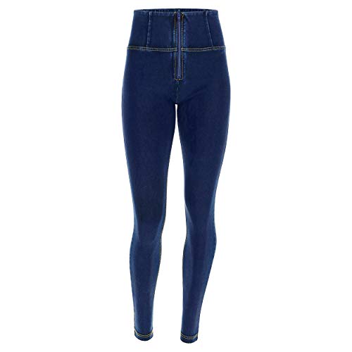 FREDDY WR.UP Pantalon WR.UP® skinny taille haute longueur classique en denim élastique, Jeans Sombre-Couture Jaune, Small