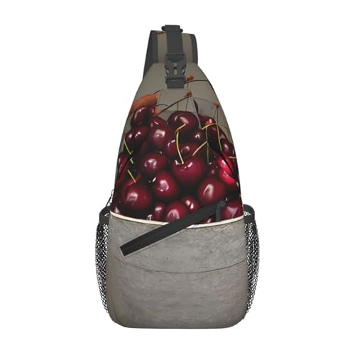 Bucket With Full Of Cherries Stylish Men'S Messenger Bag - Durable Polyester, Huge Capacity & Adjustable Strap