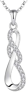 JO WISDOM Women Infinity Necklace,925 Sterling Silver Pendant Necklace with 3A Cubic Zirconia Jewelry for Women