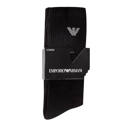 Emporio Armani Underwear 3-pack Medium Socks Sporty Terrycloth, De Calcetines Medianos Los Hombres, Preta (Black), Talla Única