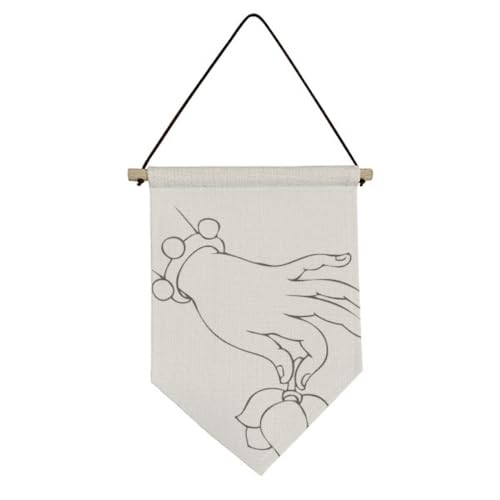 Drapeau en toile avec motif lotus suspension murale textile deco