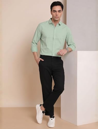 Image of DOXIC Men's Cotton Shirt with Spread Collar Neck Full Sleeves Classic Style Solid Pattern Regular Fit and Standard Length | Formal & Casual Wear Shirts