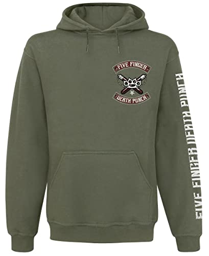 Five Finger Death Punch Bruce Knucklehead Hombre Sudadera con Capucha Aceituna S